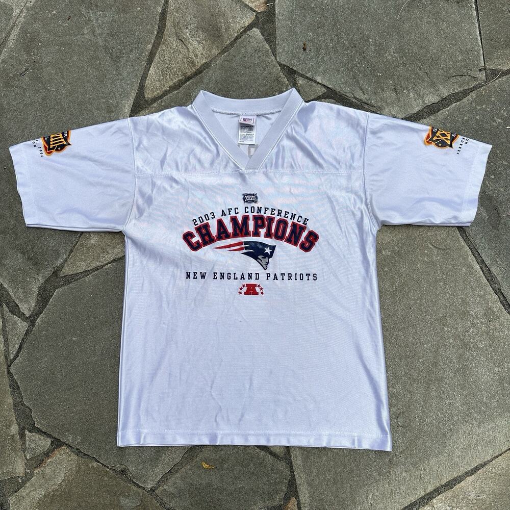Vintage New England Patriots Jersey Youth Large 2003 AFC Champions Superbowl 38